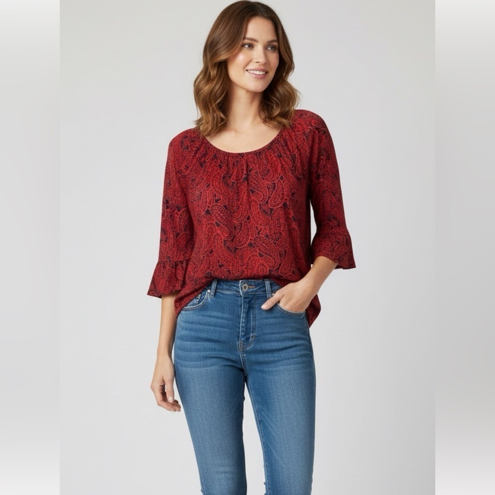 Michael Kors Paisley Red Women's Top XL
